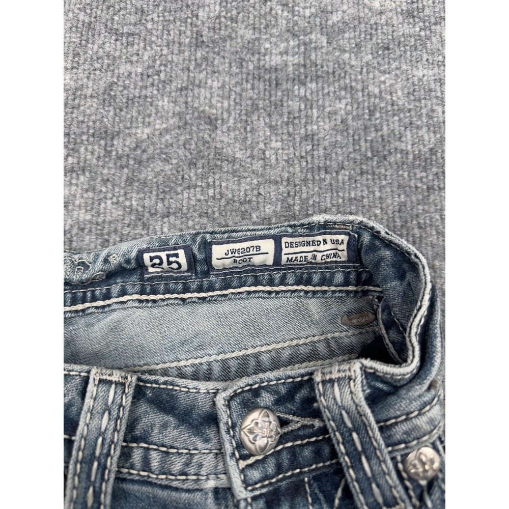 Miss Me Bootcut Jeans Women's 25 JW6207B Blue Embellished Flap Pocket Denim - Picture 5 of 16